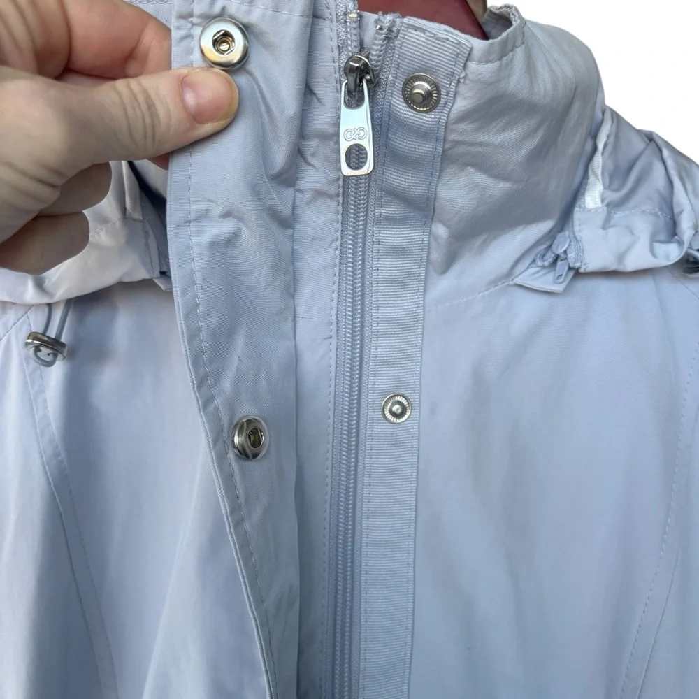 Cole Haan Bow Back Packable Hooded Raincoat Blue XL